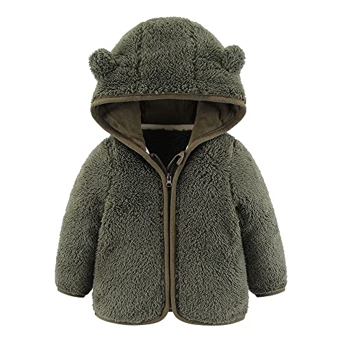 Image of Gajaous Newborn Infant Baby Boys Girls Cartoon Fleece Hooded Jacket Coat with Ears Warm Outwear Coat Zipper Up