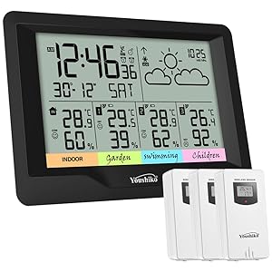 Youshiko YC9333 (Official 2023 UK Version), with 3 x Wireless Sensors Weather Station, Radio Controlled Clock Indoor…