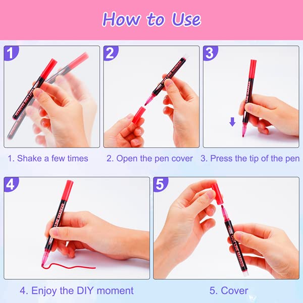 TEVILIK Glitzerstifte Magische Stifte Geschenke für Mädchen, Adventskalender Mädchen Kinder, 12 Outline Stifte Metallic Zauberstifte für Scrapbooking, Basteln Mädchen Geschenke 4-12 jahre – Bild 6