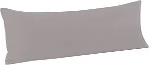 FLXXIE Body Pillow Cover - Super Soft Microfiber 20x54 Body Pillow Case - Envelope Closure, Wrinkle, Stain Resistant Smoky Grey Body Pillowcase, 20x54, Smoky Grey