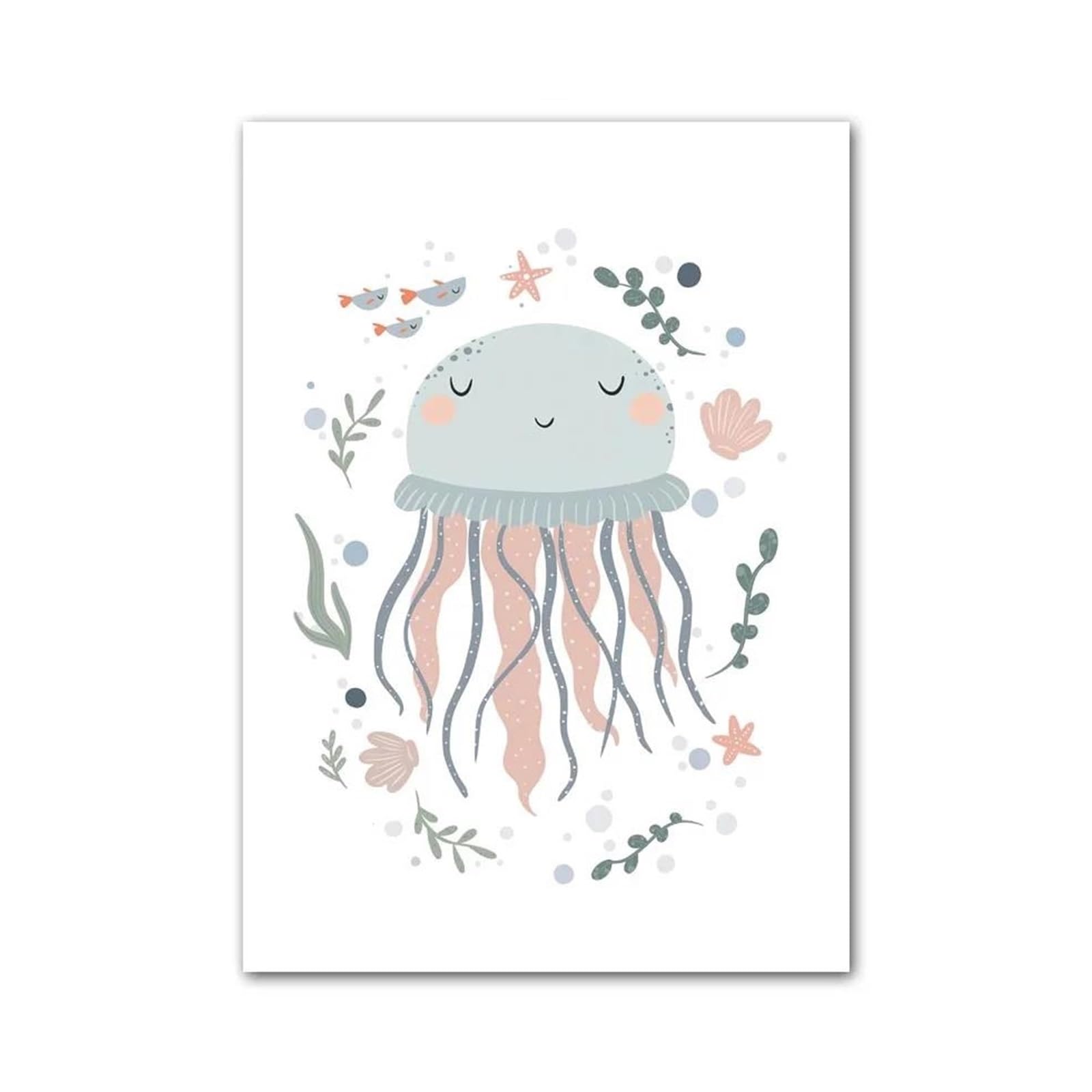 XENITE Wall Art Canvas Prints Marine Life Octopus Whale Turtle Kids Room Posters Prints Wall Art Picture Decor Nordic Nursery Canvas Painting(E,50x70cm)