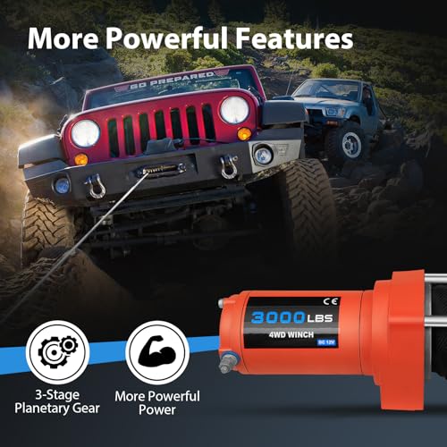 Winch eléctrico 3000LBS 12V con control remoto inalámbrico miniatura 3
