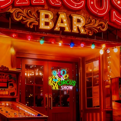 Image of Lucunstar Monkey Neon Sign LED Circus Sign with Clown and Balloons for Theme Park LED Carnival Decor for Play Restaurant College Room Neon Light Animal Gifts for Circus Fans Teens