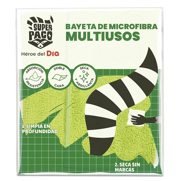 SUPER PACO Dia Bayeta de Microfibra Multiusos Doble Cara, 1 Ud