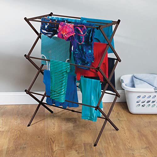 Mdesign Tall Vertical Foldable Laundry Drying Rack - Compact, Portable And Collapsible For Storage - Large Capacity, Expands To 29.5 Inches, Bronze #TOP1