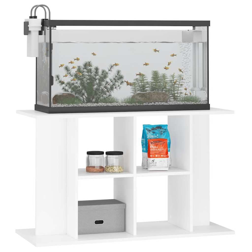 Aquariumständer Weiß Holzwerkstoff 100x40x60 cm Stabiler Unterschrank mit Stauraum und Wandbefestigung für Wohnzimmer Büro Flur Zucht Terraristik Süßwasser Meerwasser