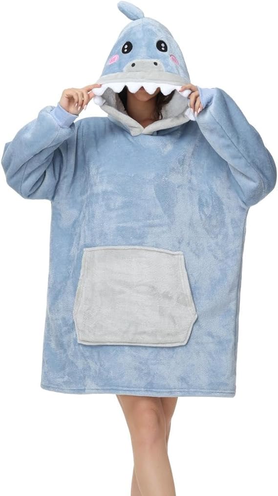 Oversized hoodie-deken met mouwen, winter, sherpa, wollige capuchontrui, warm knuffelpak, dekentrui, tv-deken, lange dikke warme hoodiedeken