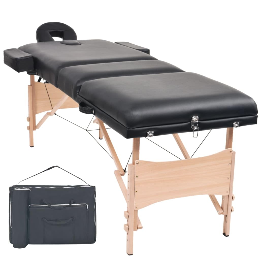 Massageliege 3 Zonen Tragbar 10 cm Polsterung Schwarz,Gesundheit & Schönheit,Körperpflege,Massage & Entspannung,Massagetische,Schwarz,21.2 kg-110153