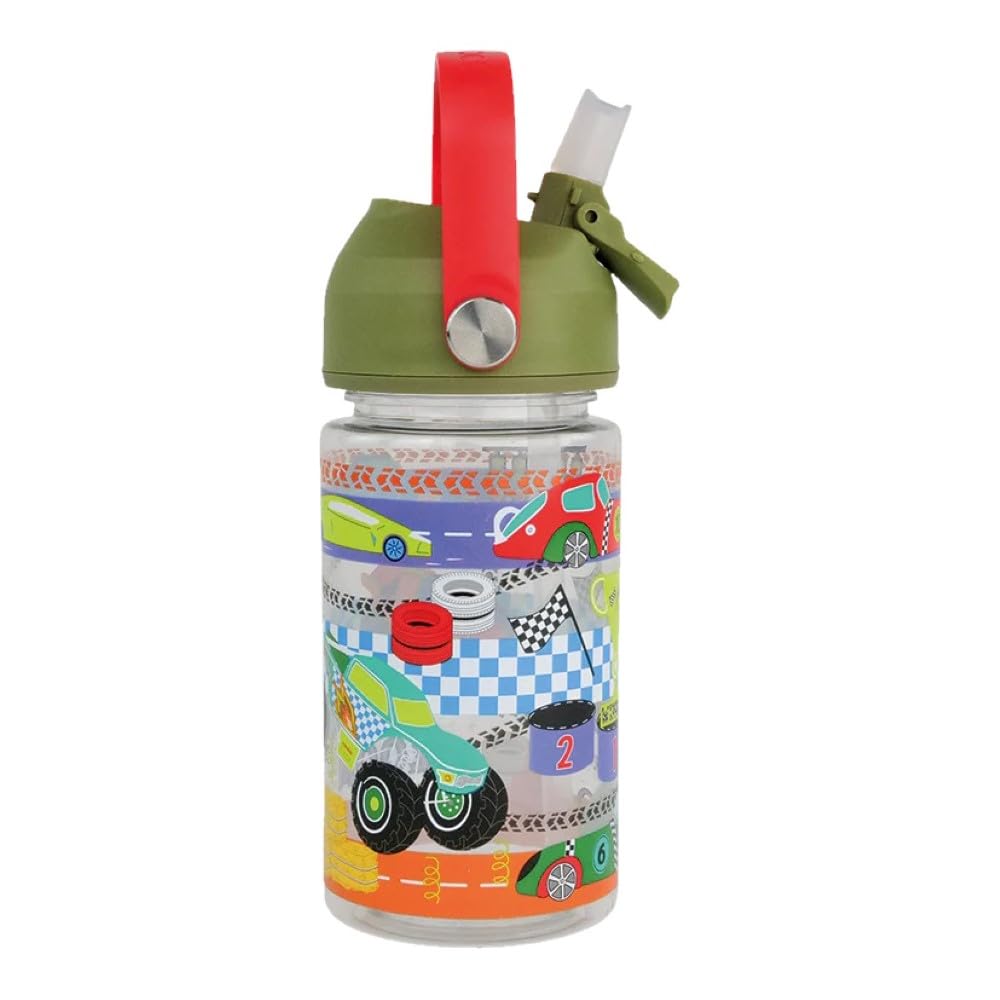 Floss and Rock Cars Tritan Drinks Bottle, 450ml, BPA Free, Leak Proof with Retractable Spout
