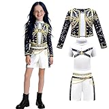Niñas Disfraz, Popular cantante pop, 3 Disfraz de Cosplay, con Chaleco Chaqueta Shorts, Carnaval Cosplay Party Mascarada Traje Fancy Dress (120-S)