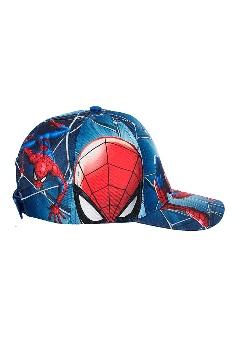 Marvel Cappello da Baseball Spiderman Blu Stampa all-Over per Bambini e Ragazzi