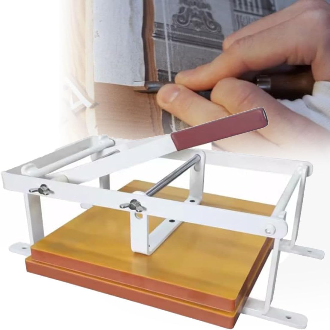 Prasa do druku blokowego Lino z regulacją wysokości i dźwignią ręczną, rozmiar płyty drukarskiej 30 x 30 cm, dla drukarzy, idealna do cięć lino i tuszu do drewna