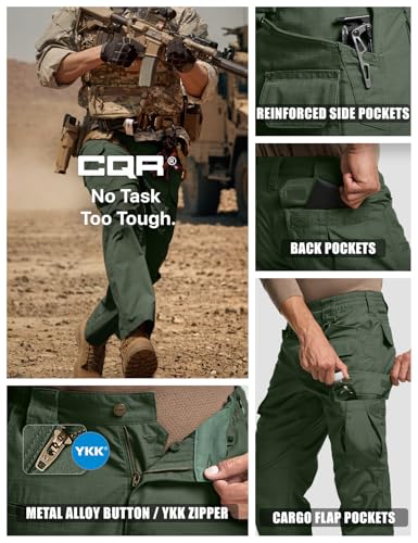 Image of CQR Men's Tactical Pants, Water Resistant Ripstop Cargo Pants, Lightweight EDC Work Hiking Pants, Outdoor Apparel