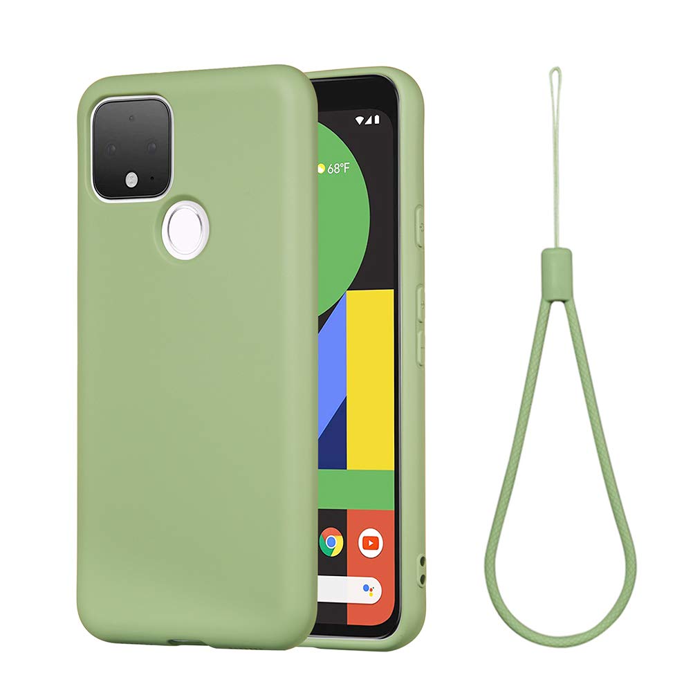Green Silicone Case for Pixel 4a 5G, soft Rubber Gel Case Liquid Silicone Cover cute girl Anti-dirty Case Matte Shockproof Protector Case for Pixel 4a 5G
