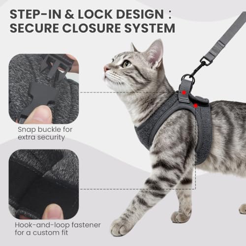 Image of HEYWEAN Cat Harness and Leash - Ultra Light Escape Proof Kitten Collar Cat Walking Jacket with Running Cushioning Soft and Comfortable Suitable for Puppies Rabbits