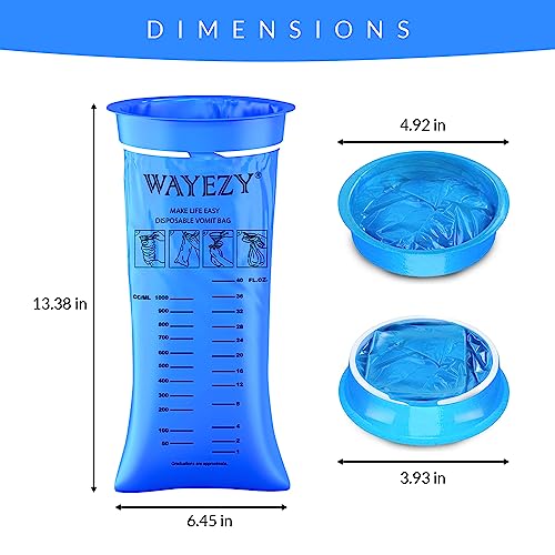 Image of Vomit Bags 100 Pack, 1000ml Disposable Emesis Bags | Disposable, Leak-Proof, Travel & Motion Sickness, Morning Sickness, Air Sea Car Sickness