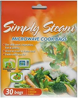 Vsorce4u 60 x Simply Steam Microwave Cook Bags - Vegetable Meat, Fish Microwave Steam Cooking Bags, Transparent