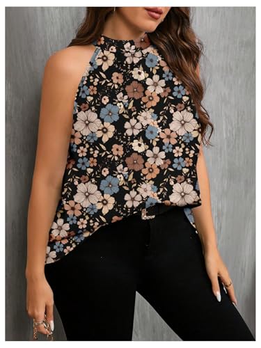 Image of RoseSeek Women's Tropical Paisley Halter Blouse Boho Shirt Vacation Tops | Polka Dots Print, Halter Tops, Summer Tops, Going Out Tops, Beach, Dressy Tops, Boho Blouses