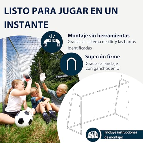 HUDORA Portería de Fútbol Pro Tect Advanced - para Exteriores, con Red, Resistente a la Intemperie, para niños y Adultos – Montaje Sencillo – Pared de Tiro Cremalleras y Velcro, Blanco, 300 x 200 - imagen 5