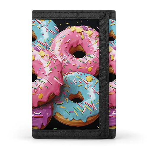 RTFGHJS Trifold Wallet for Men, Donut Coin Purse Slim Money Clip Credit Card Holder with 8 Card Slots