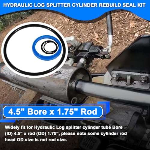 Image of Hydraulic Log Splitter Cylinder Rebuild Seal Kit Suitable for 4.5 inch Bore x 1.75 inch Rod Cylinder