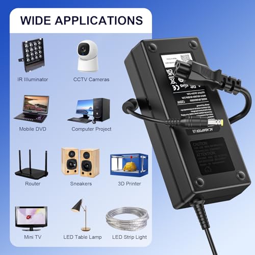 Image of 120W 24V 5A Power Supply, AC DC Adapter for Laptop, CCTV Camera, LCD Monitor, 5050 3528 LED Strip - 5.5x2.5mm Connector