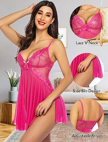 Image of Avidlove Women Lace Lingerie Babydoll Sexy Chemise Exotic Nightgowns Bridal Nightdress