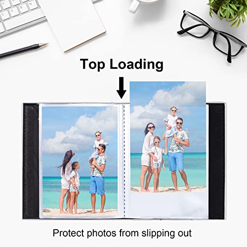 Image of Vienrose Small Photo Album 4x6 Holds 52 Photos, 2 Pack Mini Leather Photo Album with Cover Window, Acid-Free Baby Picture Album for Wedding, Family, Travel & Gift Keepsake, White