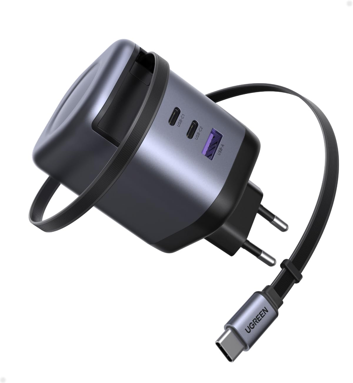 UGREEN Nexode 100W Chargeur USB C Rapide avec Câble Rétractable Intégré GaNInfinity Compatible avec MacBook Pro Air Neo iPad Mini iPhone 17 Pro Max Air 16 15 14 13 12 Galaxy S26 S25 S24 Pixel 10 9 8
