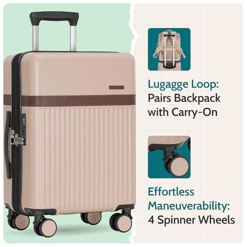 Image of U.S. Traveler Vista Way 3-Piece Travel Set, 21-Inch Carry-on Hardside with TSA Lock, 18-Inch Travel Backpack with Laptop Sleeve, Toiletry Bag, Green