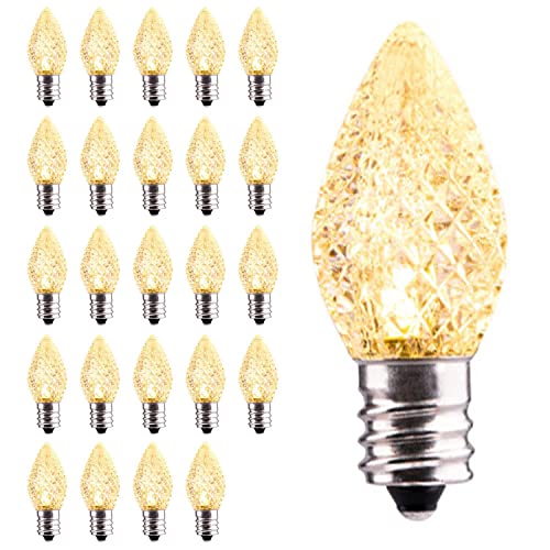 Brightown 100 Pack C7 LED Replacement Christmas Light Bulbs, C7 Shatterproof LED Bulbs for Christmas String Lights, E12 Candelabra Base, Commercial Grade Dimmable Holiday Bulbs, Warm White