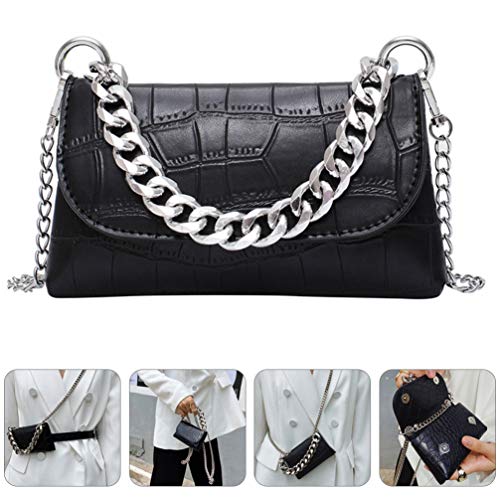 KESYOO Bolsa Feminina Pu Bolsa de Ombro Estampado Padrão de Crocodilo Com Cós Mini Zíper Bolsa de Ar