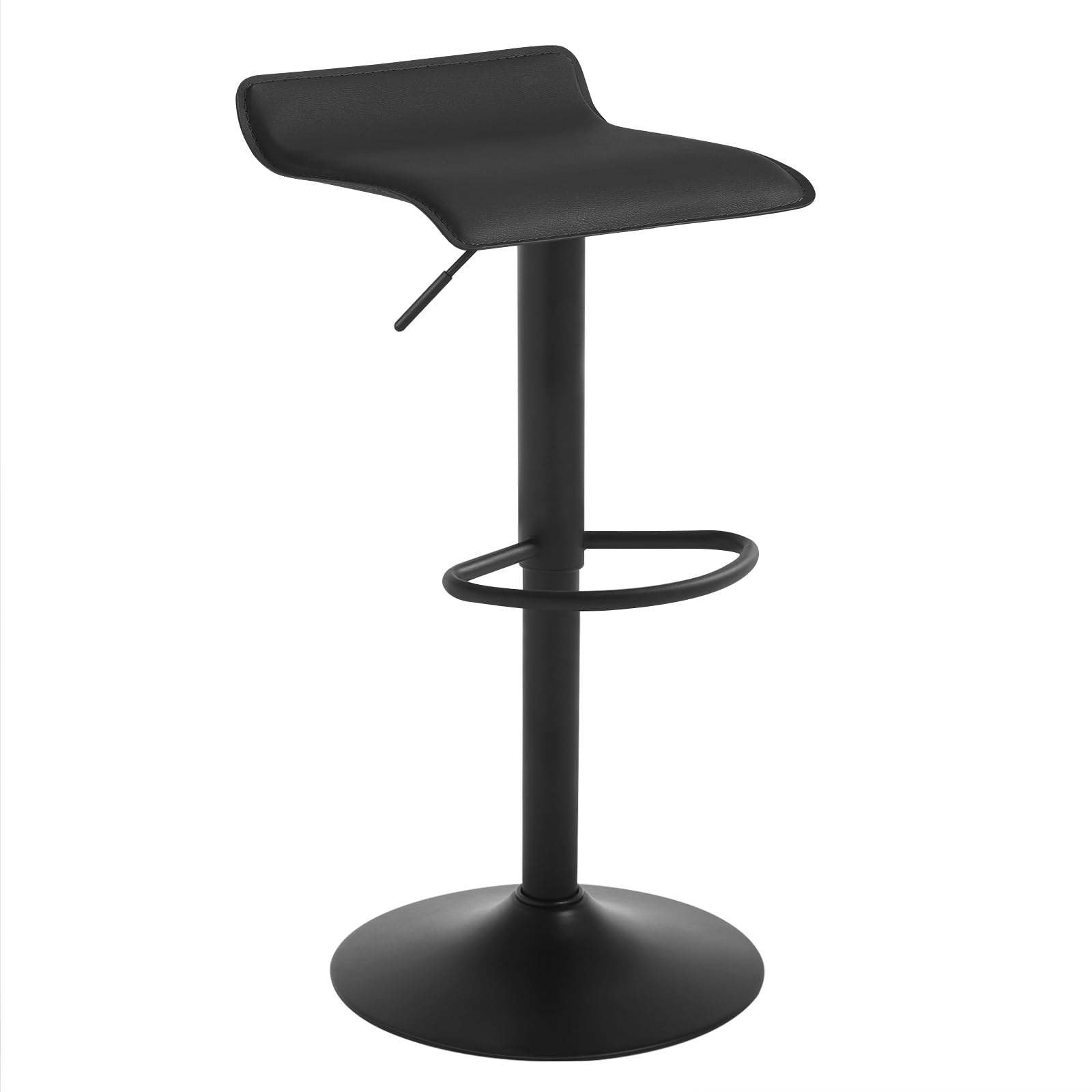 WOLTU Barhocker 2er Set, Höhenverstellbarer Barstuhl, 360° drehbarer Bistrohocker mit Fußstütze, aus Kunstleder Metall, für Bar Küche Theke Café, Schwarz+Schwarz
