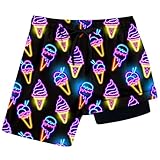 Boys Swim Trunks Size 8 Neon Ice Cream Swimming Trunk with Compression Lining Kids Novelty Swimsuit Shorts Boy Swim Suit