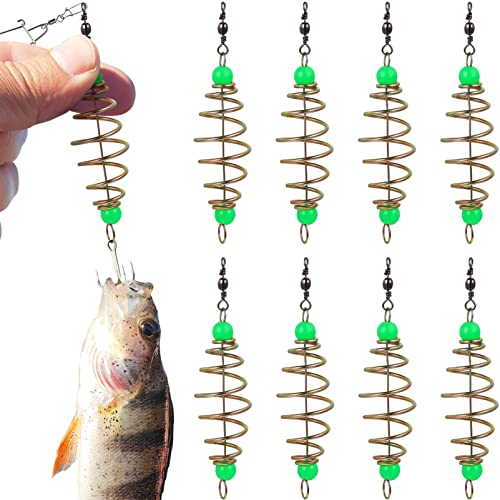 NUOBESTY 12Pcs Fishing Feeder Bait Cages with Glowing Beads – Night Fishing Groundbait Throwers & Essential Tackle Accessories