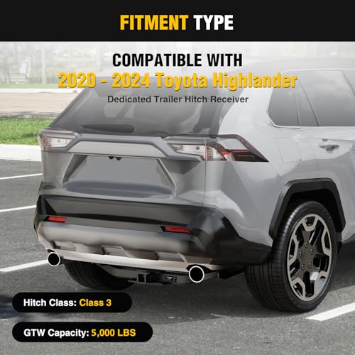 Image of Nilight Class 3 Trailer Hitch Fits Toyota Highlander 2020 2021 2022 2023 2024 2025 (Not Fit XSE Models) 2 inch Hitch Receiver Multi-Fit Hitch to Receive Ball Mount Cargo Carrier Bike Rack Tow Hook