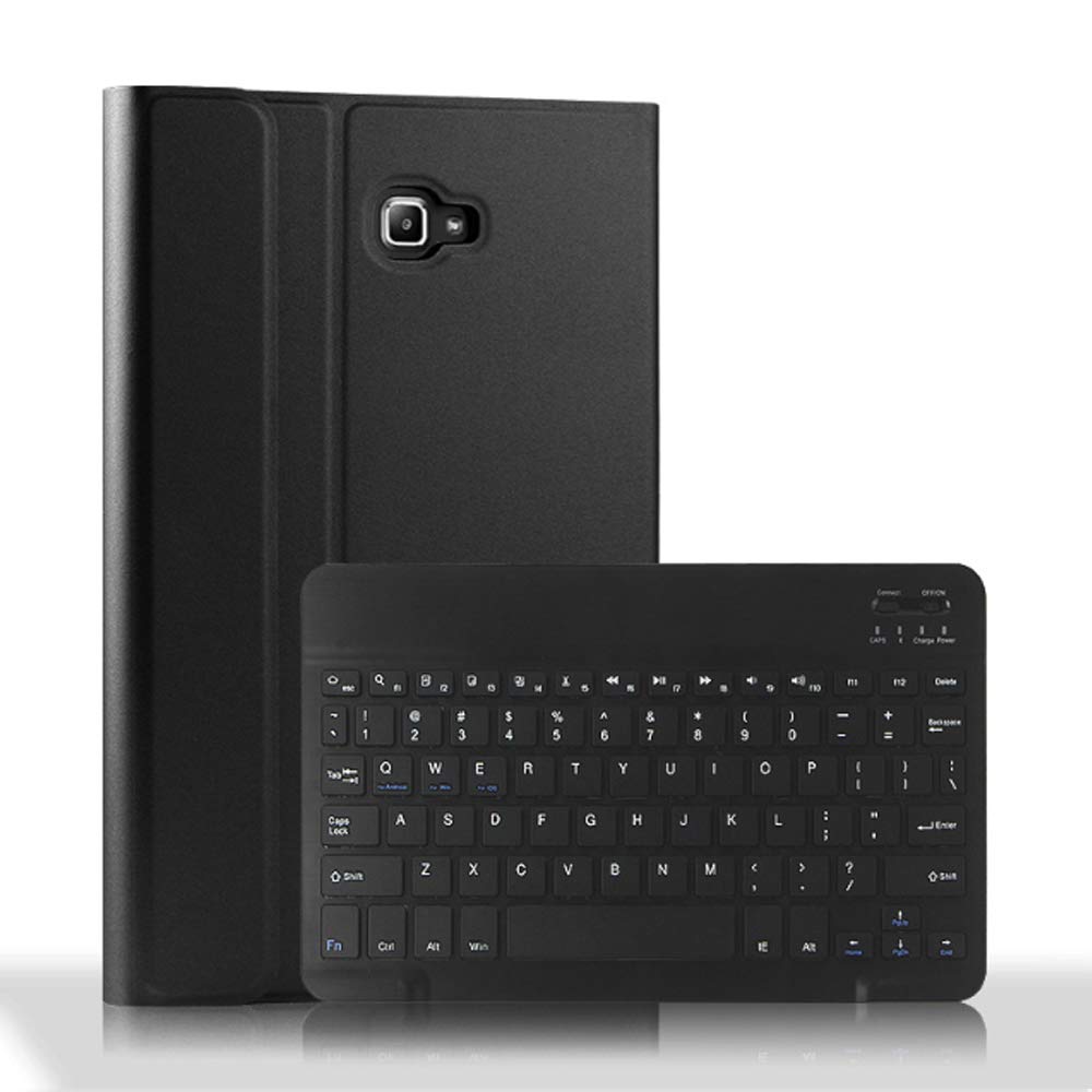 QYiD Etui na klawiature do Galaxy Tab A 10.1 2016 (SM-T580 / T585), odlaczany bezprzewodowy stojak na klawiature Bluetooth pokrowiec ze skóry PU do Galaxy Tab A 10.1", czarny