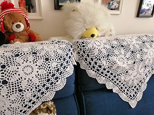Damanni White Cotton Handmade Crochet Lace Table Cloth Doilies Doily,Square,23 Inch #TOP4