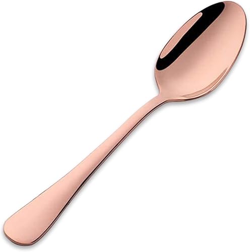 MINGYU Juego de 12 cucharaditas de oro rosa de 6.37 pulgadas, cucharas pequeñas de acero inoxidable, cucharas de té, cucharas de café, cucharadas de