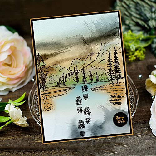 Happy Trails Time to Explore Mountains Trees Footprint Adventure Journey Rubber Stamps Clear Stamps for Card Making Decoration and DIY Scrapbooking Rubber Stamps for Crafts - Image 3