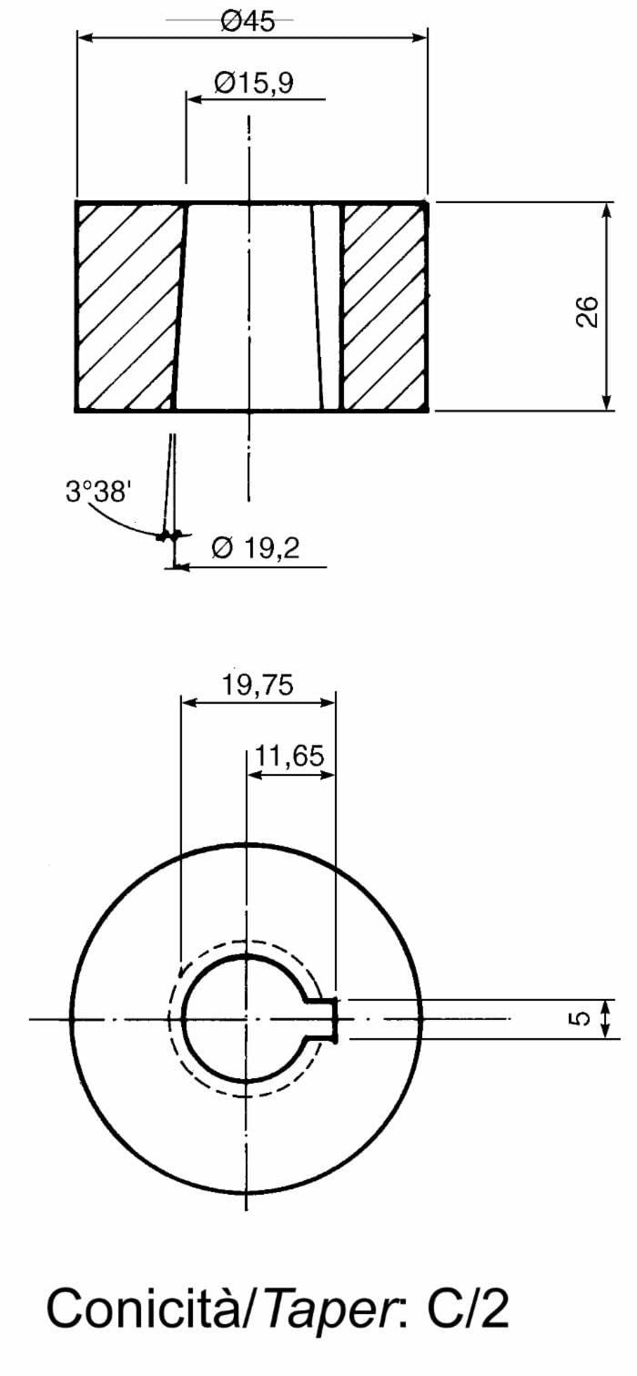 Ama Volante da 300 mm Nero Con Pomello e Conicità C2 per Trattori, Made in Italy