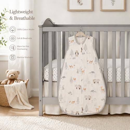 Image of Toddler Sleeping Sack Muslin Cotton (18-36M) - Lightweight Sleeveless Wearable Blanket, Breathable, Roomy Fit, 0.3-0.5 TOG for Nap & Bedtime