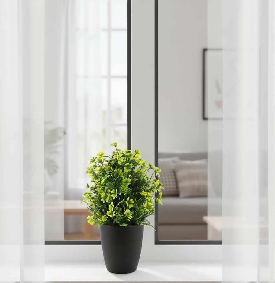 Image of Foliyaj Artificial Plant in Black Pot and Yellow Daisy Flowers for Interior Decor | Faux Plant for Desks, Shelves and Side Tables for Your Home and Office | Fake Plants for Indoor Decoration