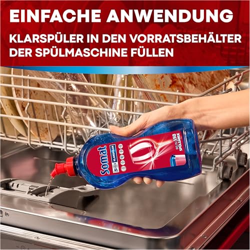 Somat 5in1 Klarspüler (750 ml), Spülmittel-Zusatz für schnelle Trocknung, Klarspüler für Geschirrspüler verleiht brillanten Glanz auf Gläsern, Geschirr und in der Maschine, bis zu 150 Spülgänge 3