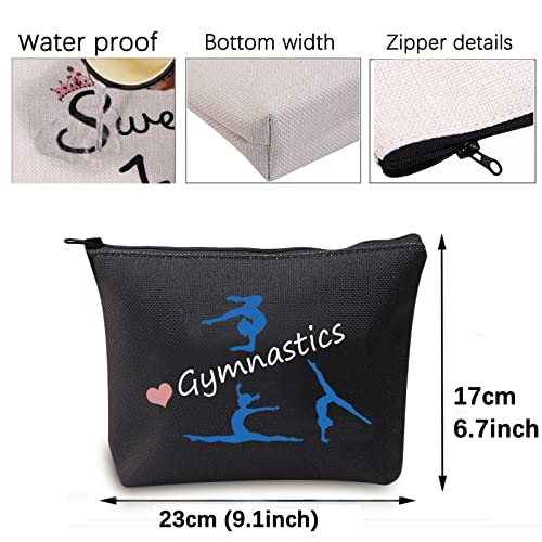 Gymnastics Gifts Gymnastics Makeup Bag Cosmetic Pouch Gymnasts Gifts for Girl Gymnastics Travel Bag Toiletry Bag Purse (Gymnastics Black Bag) - Image 2