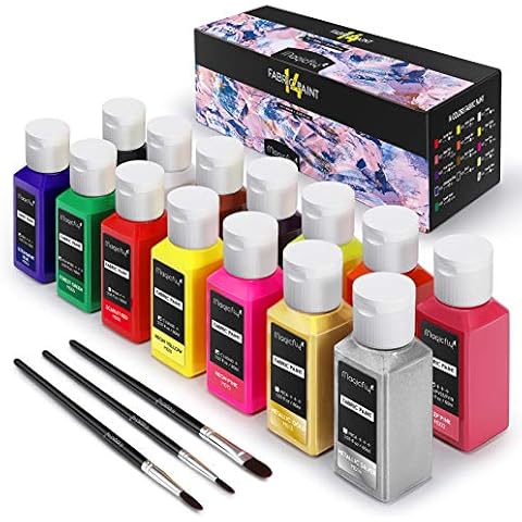 Magicfly Permanent Soft Fabric Paint Set for Clothes 14 Colors 60ML Textile T-Shirt Paints, No Heating Needed & Washable Fabric Paints for Crafts, Canvas, T-Shirts, Jeans, Bags, with 3 Brushes Cover