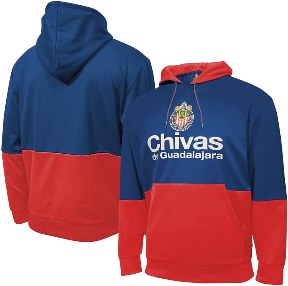 Icon Sports Men’s Pullover Hoodie – Official Soccer Football Club Team Casual Long Sleeve Sweatshirt Sports Active Top (Chivas de Guadalajara Horizon/Navy, XX-Large)