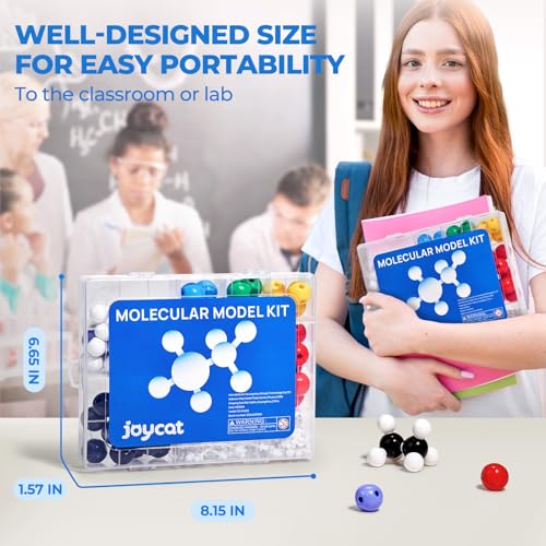 Image of JoyCat 238-Piece Molecular Model Kit for Organic and Inorganic Chemistry | Includes 84 color-coded atoms, 153 bonds, remover tool, learning guide and labeled storage box for grade 9 through college