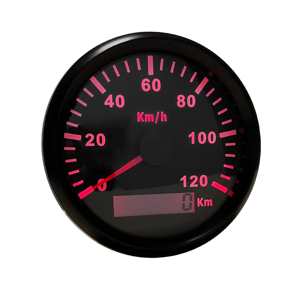 ELING Tachimetro con segnale a impulsi impermeabile da 85 mm 0-120 km/h Contachilometri Tachimetro Display Calibro 12 24 Volt per camion Furgoni Navi RV SUV