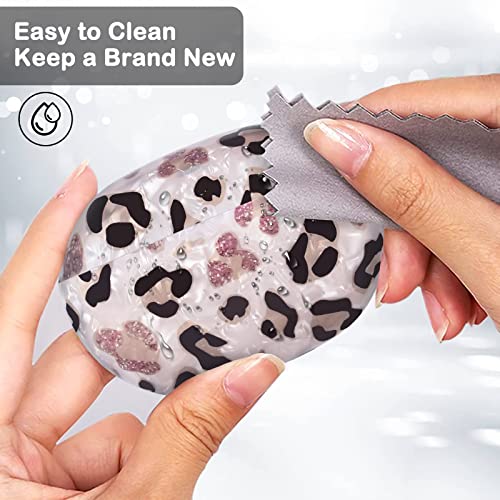 Glitter Leopard Marble Case for Beats Studio Buds with Pearl Wrist Chain Keychain for Women Girls,Luxury Sparkle Bling Cute TPU Shockproof Protective Skin Cover Compatible for Beats Studio Buds - Image 2